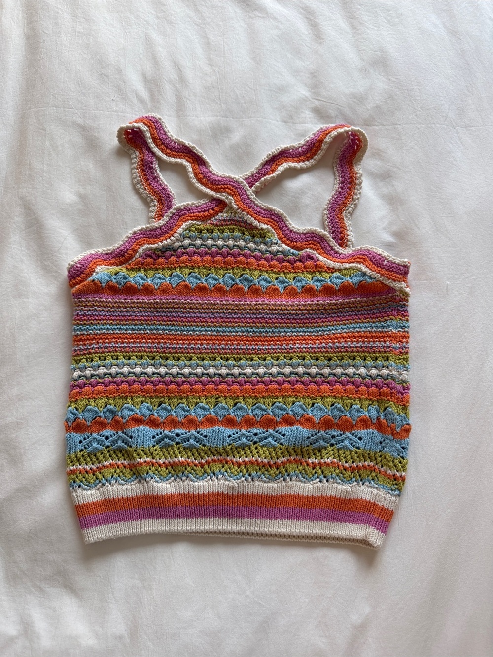 Zara Striped Crochet Knit Top